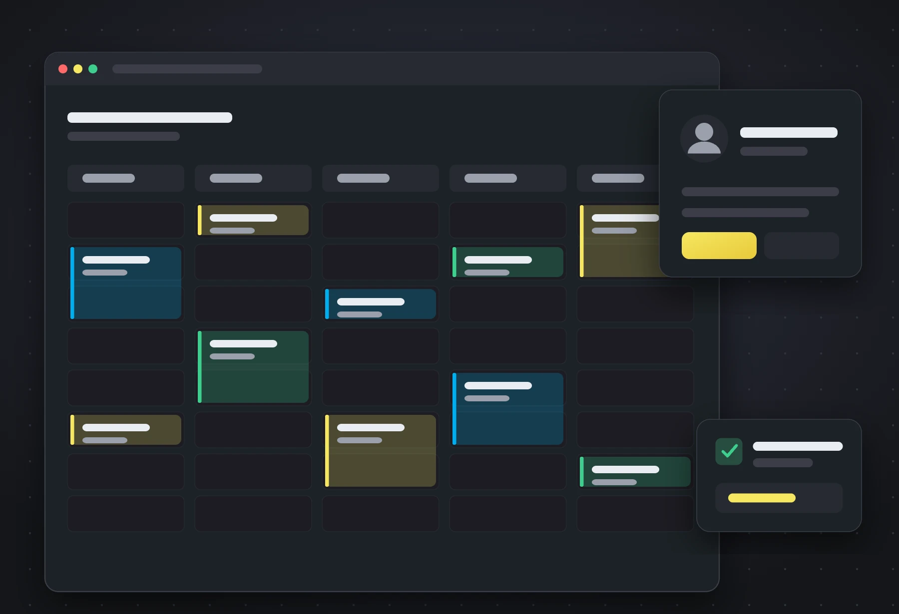 Illustration of a healthcare scheduling calendar with patient and billing details
