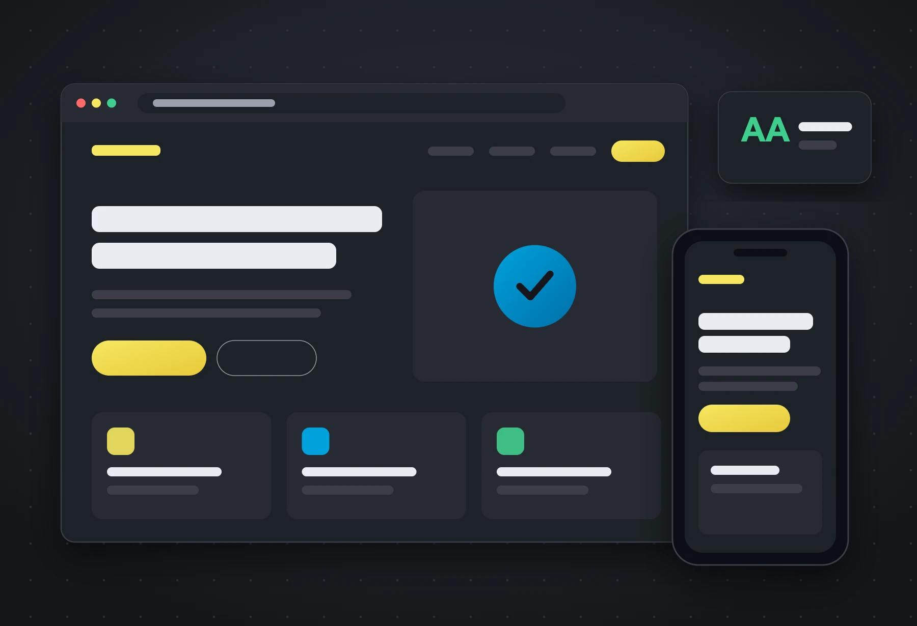 Illustration of a responsive website on a desktop browser and a phone